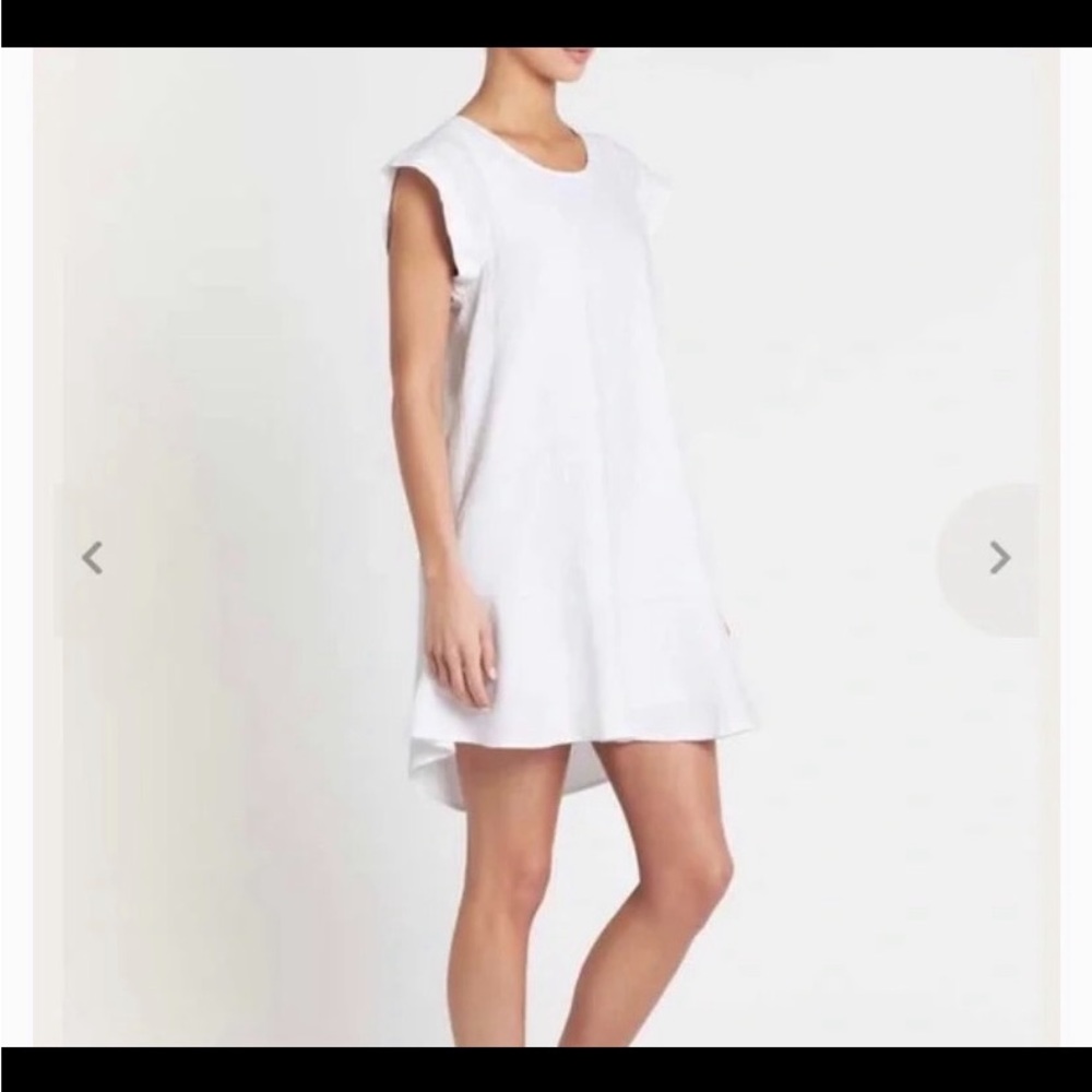 Joie Carlen 100% Linen Mini Shift Dress with Flutter Hem